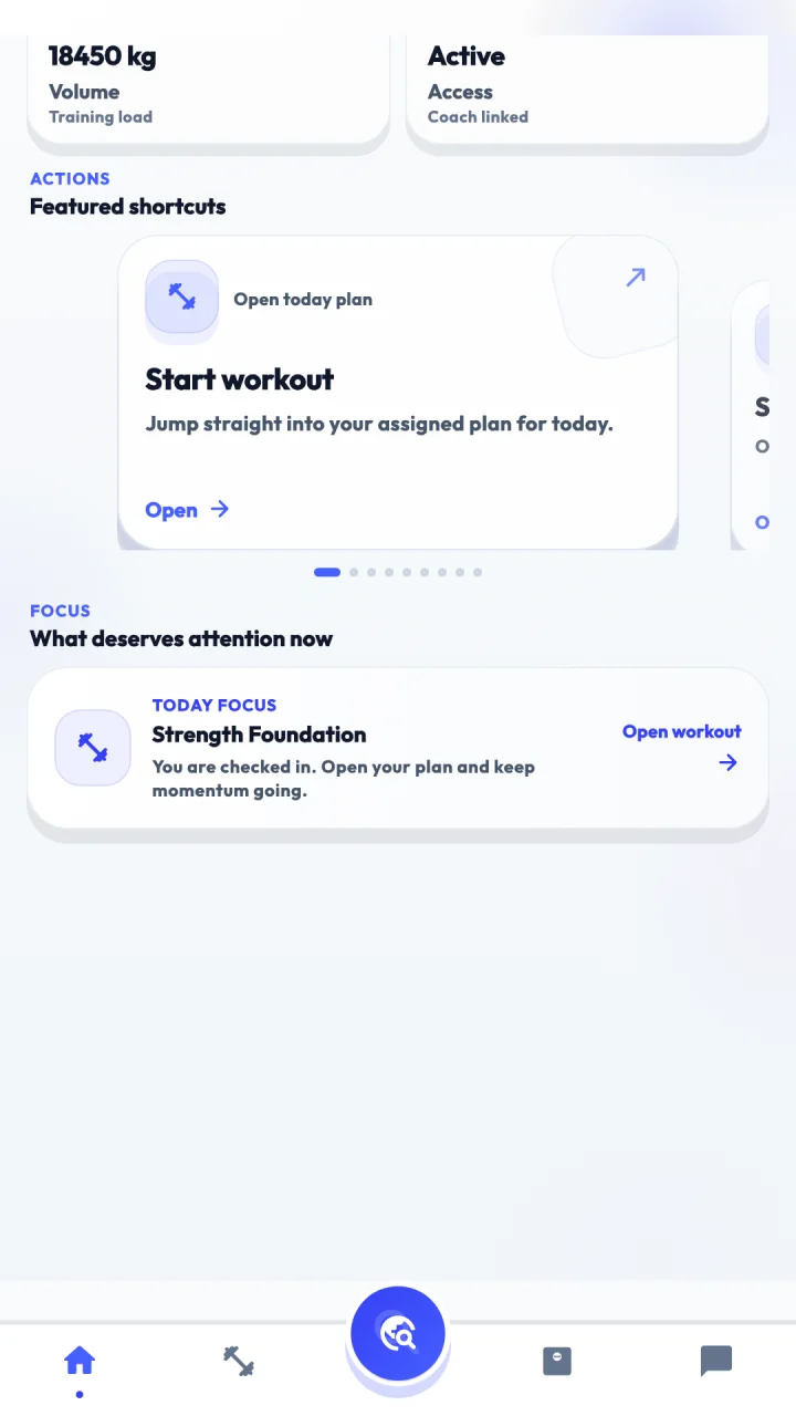 Atlas Member activity screen showing current fitness activity.